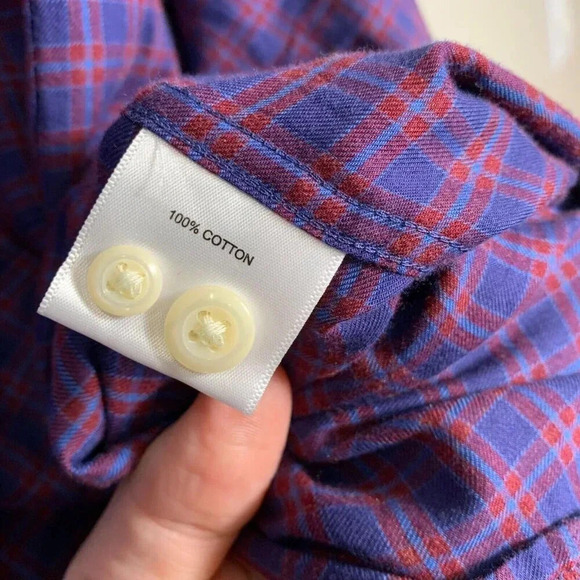 Peter Millar Purple and Red Plaid Casual Button Down Shirt - Picture 5 of 7